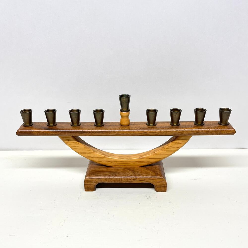 Vintage Handcrafted Wooden Hanukkah Menorah